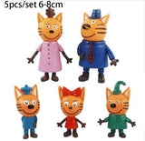 2019 5pcs Russian Three Happy Cats Kittens Action Figures Doll Russian Cat Animals Figurines Kid Children Christmas toy Opp Bag